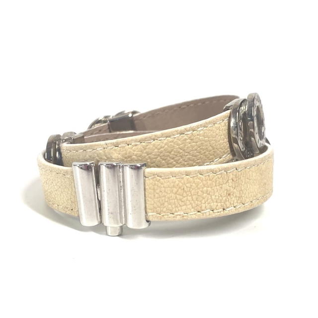 Bvlgari BVLGARI BVLGARI BVLGARI Logo Double Coiled Double Bracelet Leather Beige/Gold - view 5