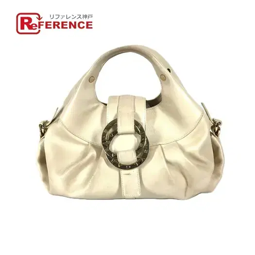 Buy BVLGARI Chandra logo Bag Hand Bag Leather Beige at Sasom – Authentic and Ready to Ship