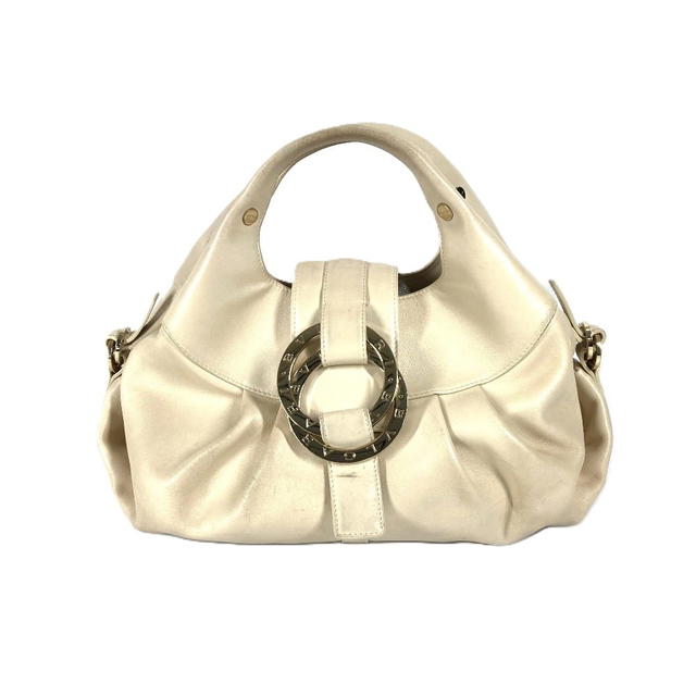 Bvlgari BVLGARI Chandra logo Bag Hand Bag Leather Beige - view 2