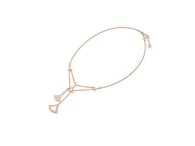 Bvlgari Bvlgari Divas' Dream Necklace In Three Fan-Shaped Motifs Set With A Mother Of Pearl Insert And Pavé Diamonds - view 2