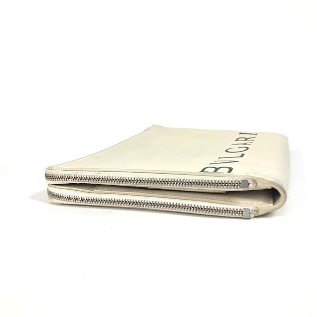 Bvlgari BVLGARI Fragment Logo Double Zipper Pouch Bag Clutch bag Leather White/Black - view 5