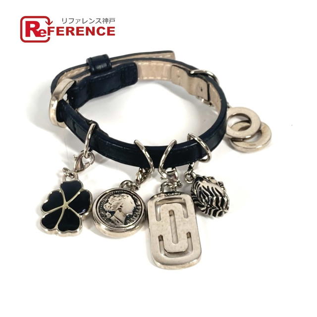 Bvlgari BVLGARI Icon Logo Charm Accessories bangle Bracelet Leather Black - view 1
