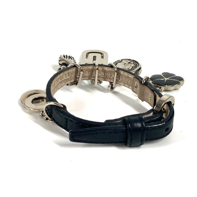 Bvlgari BVLGARI Icon Logo Charm Accessories bangle Bracelet Leather Black - view 3
