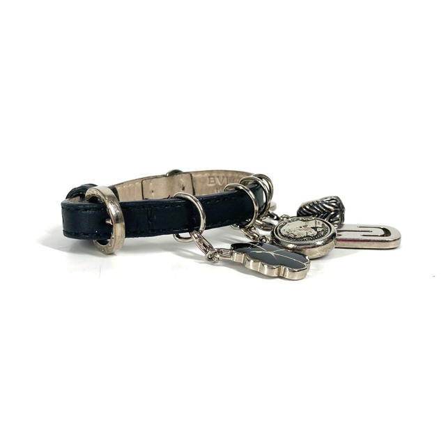 Bvlgari BVLGARI Icon Logo Charm Accessories bangle Bracelet Leather Black - view 4