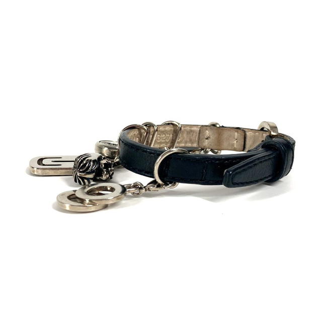 Bvlgari BVLGARI Icon Logo Charm Accessories bangle Bracelet Leather Black - view 5
