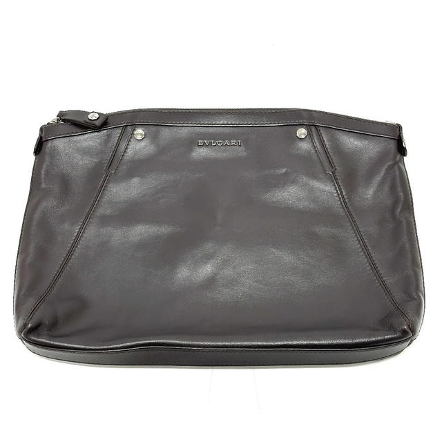 Bvlgari BVLGARI logo Bag Cluch Bag Clutch bag Leather Brown - view 2