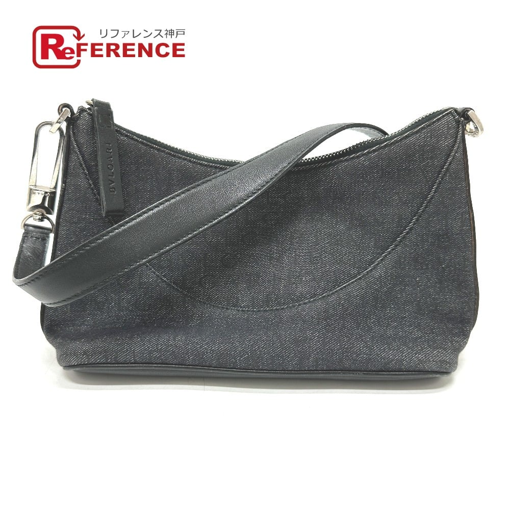 Bvlgari BVLGARI Logo mania Bag Hand Bag Canvas/Leather Navy Based/SilverHardware