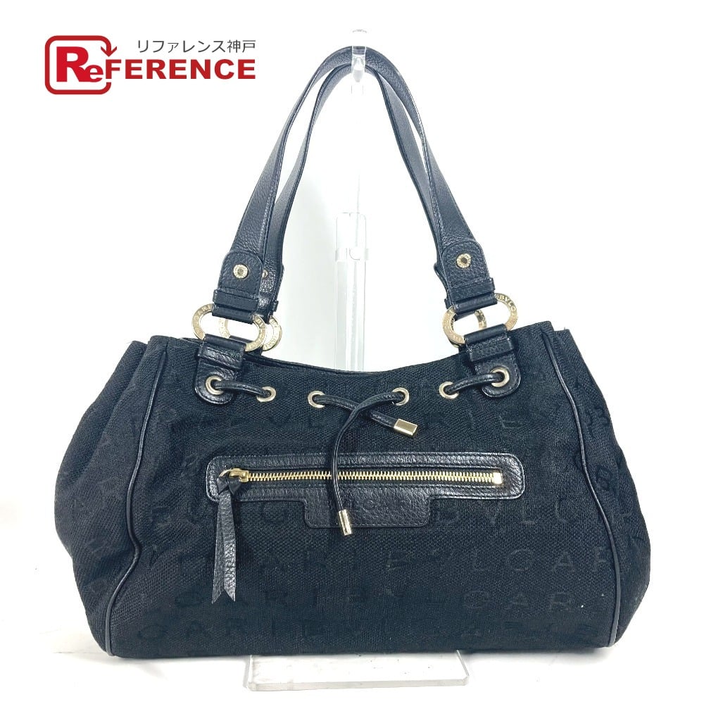Bvlgari BVLGARI Logo mania Bag Shoulder Bag Tote Bag Leather/Canvas Black/GoldHardware
