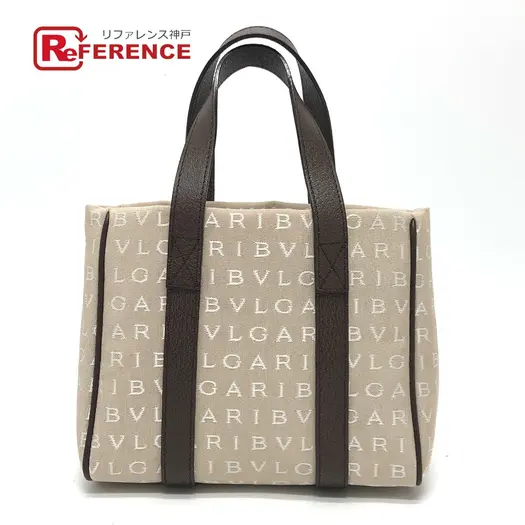 Buy BVLGARI Logo mania Tote Bag Hand Bag Canvas/Leather Beige at Sasom – Authentic and Ready to Ship