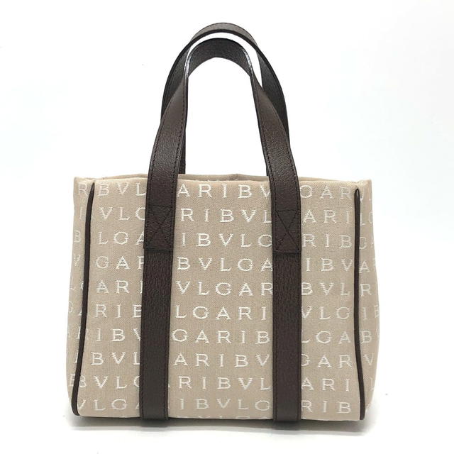 Bvlgari BVLGARI Logo mania Tote Bag Hand Bag Canvas/Leather Beige - view 2