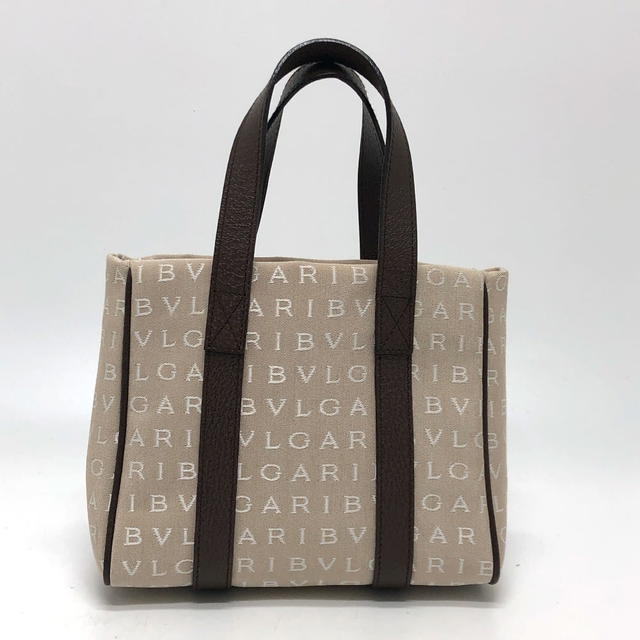 Bvlgari BVLGARI Logo mania Tote Bag Hand Bag Canvas/Leather Beige - view 3