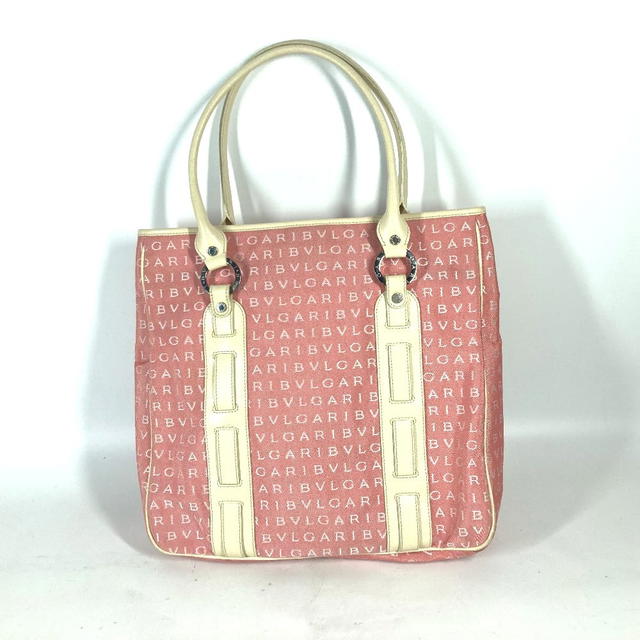 Bvlgari BVLGARI Logo mania Vertical Tote Bag Shoulder Bag Leather/Canvas pink/White - view 3