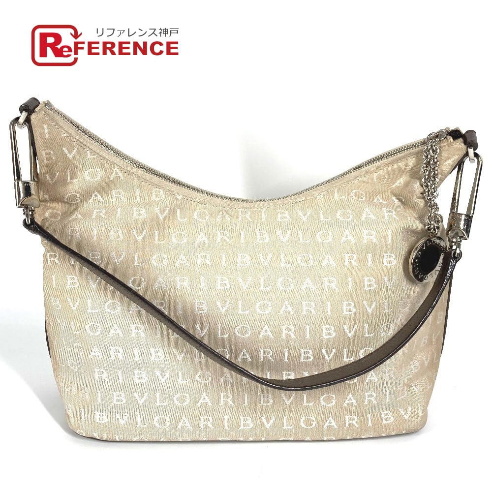 Bvlgari BVLGARI Logomania Bvlgari Bvlgari bag shawl Shoulder Bag Leather/Canvas Beige