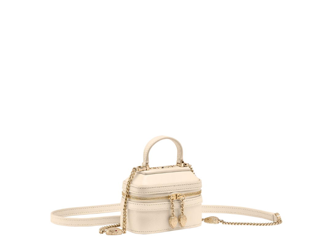 Bvlgari Bvlgari Micro Bags And Smart Items Serpenti Forever Mini Jewellery Box In Calf Leather With Gold Hardware Ivory