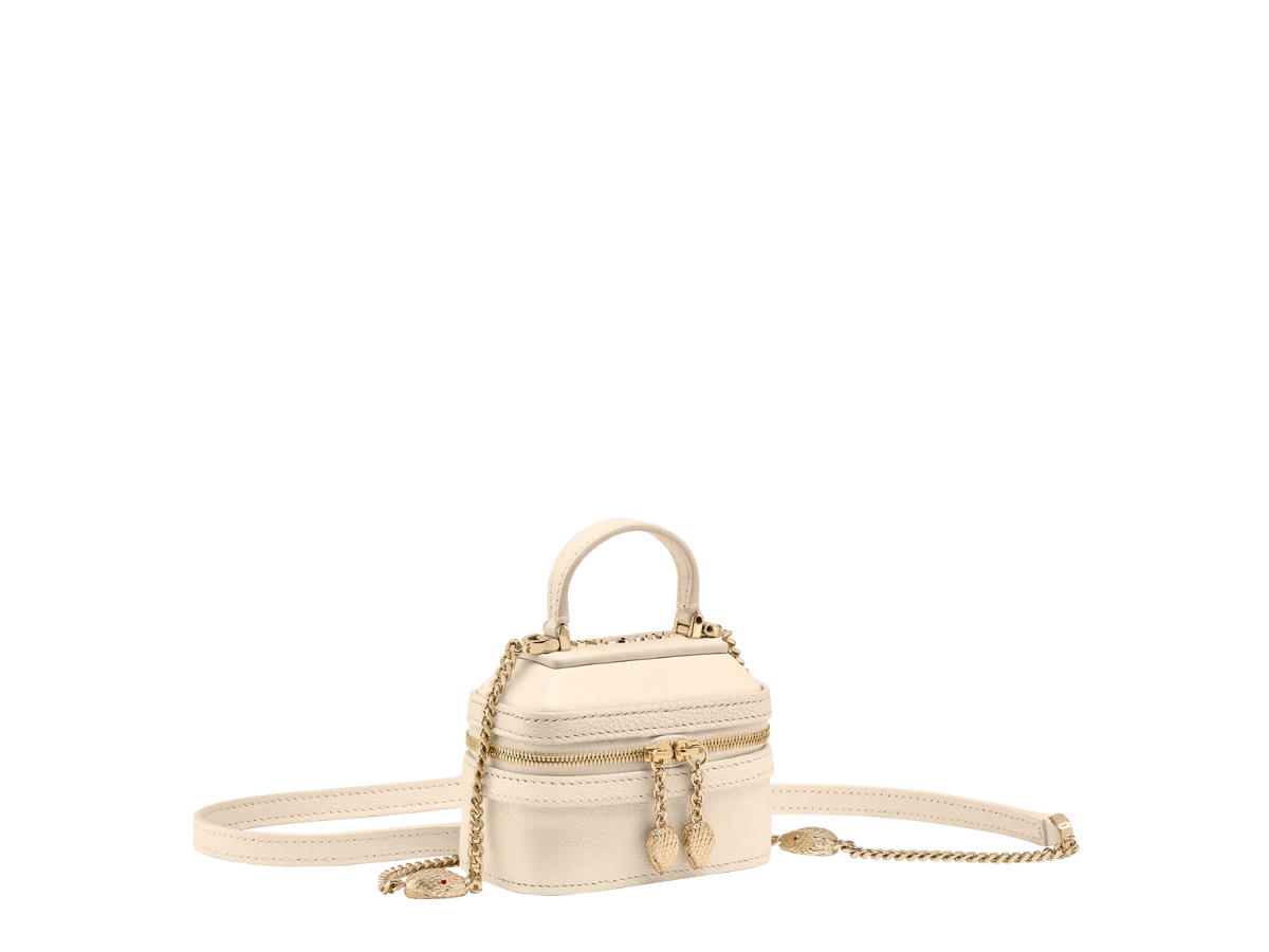 Bvlgari Bvlgari Micro Bags And Smart Items Serpenti Forever Mini Jewellery Box In Calf Leather With Gold Hardware Ivory