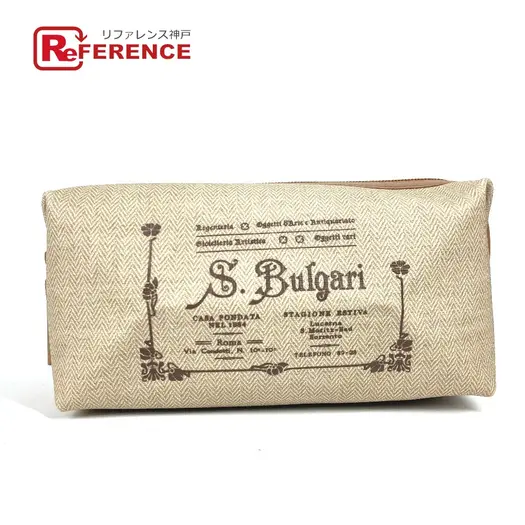 Buy BVLGARI S.Bulgari logo Pouch Cluch Bag Leather/PVC Beige at Sasom – Authentic and Ready to Ship