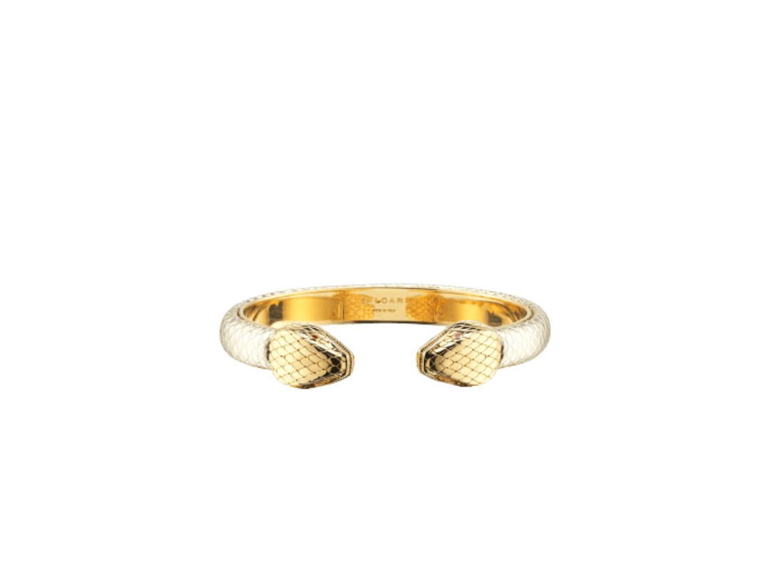 Bvlgari Bvlgari Serpenti Forever Bangle Bracelet In Light Gold Molten Karung Skin With Gold Plated Brass