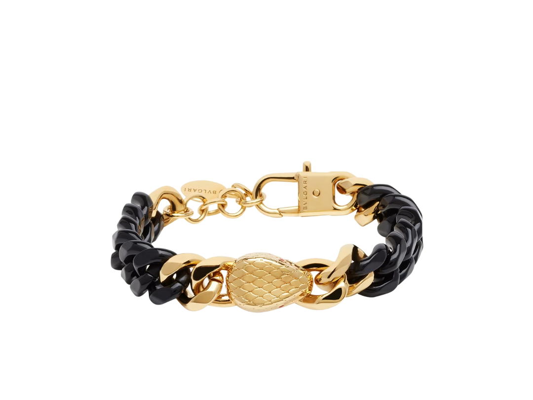 Bvlgari Bvlgari Serpenti Forever Maxi Chain Bracelet In Gold-Plated Brass With Partial Black Enamel