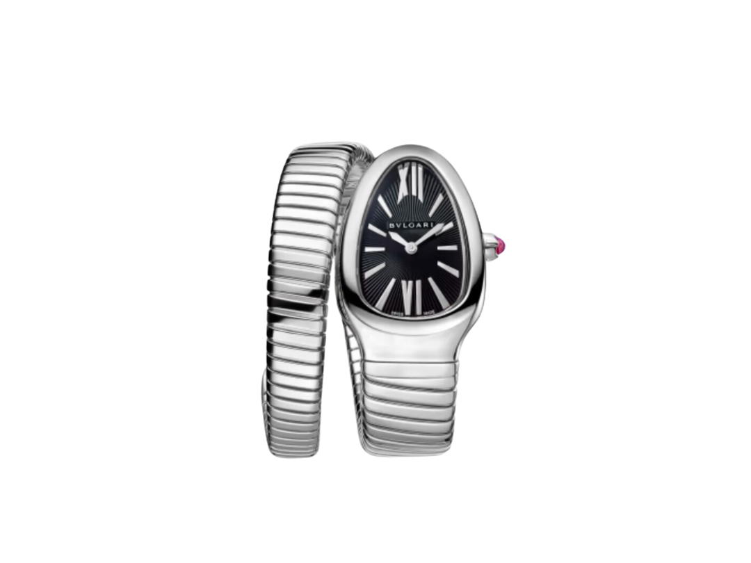 Bvlgari Bvlgari Serpenti Tubogas Watch Size S In Stainless Steel Case With Black Opaline Dial