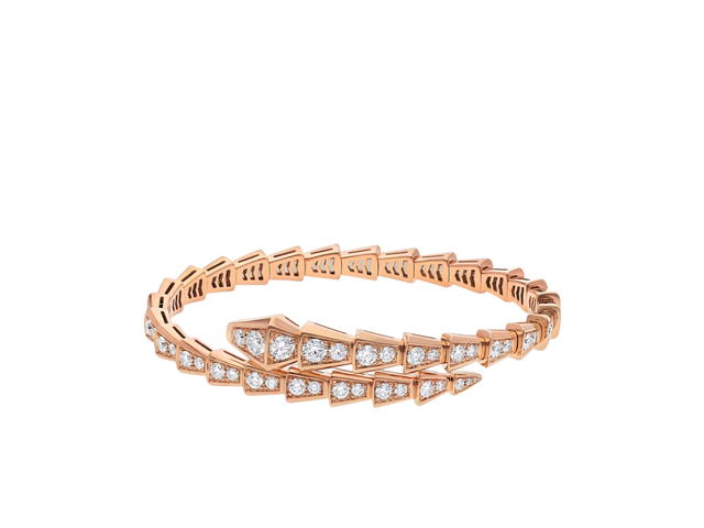 Bvlgari Bvlgari Serpenti Viper Bracelet In 18 Kt Rose Gold With Full Pavé Diamonds (Size S) - view 1