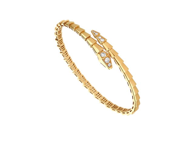 Bvlgari Bvlgari Serpenti Viper Bracelet In 18 Kt Yellow Gold With Demi-Pavé Diamonds - view 2