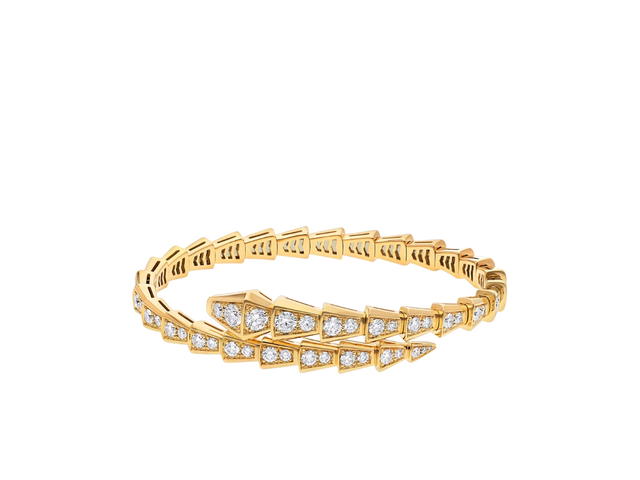 Bvlgari Bvlgari Serpenti Viper Bracelet In 18 Kt Yellow Gold With Pavé Diamonds - view 1