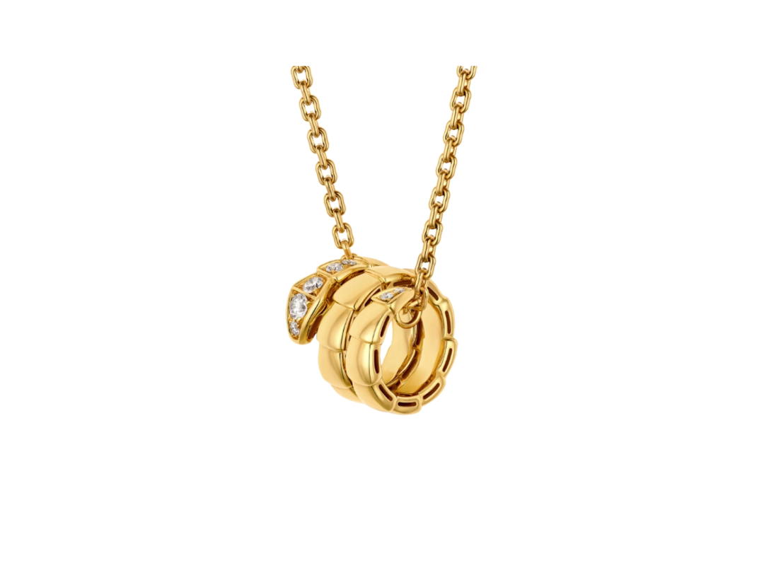 Bvlgari Bvlgari Serpenti Viper Necklace In 18Kt Yellow Gold Pendant With Pavé Diamonds