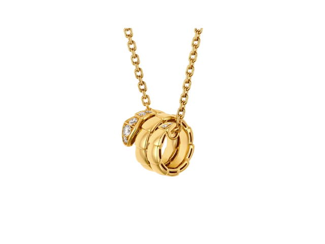 Bvlgari Bvlgari Serpenti Viper Necklace In 18Kt Yellow Gold Pendant With Pavé Diamonds - view 1