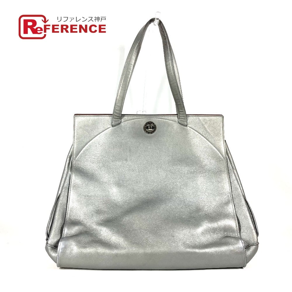 Bvlgari BVLGARI Shoulder Logo Turnlock Bag Shoulder Bag Tote Bag Leather Silver