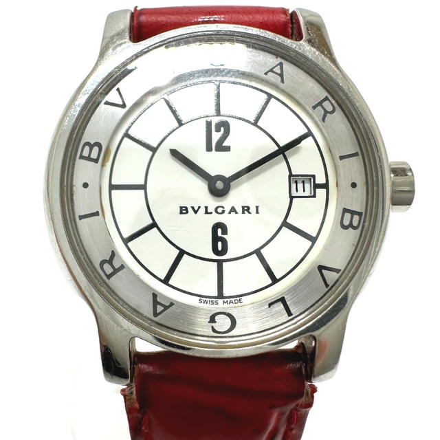 Bvlgari BVLGARI Solo tempo Quartz Date Wristwatch SS / Leather belt Silver/red belt - view 2