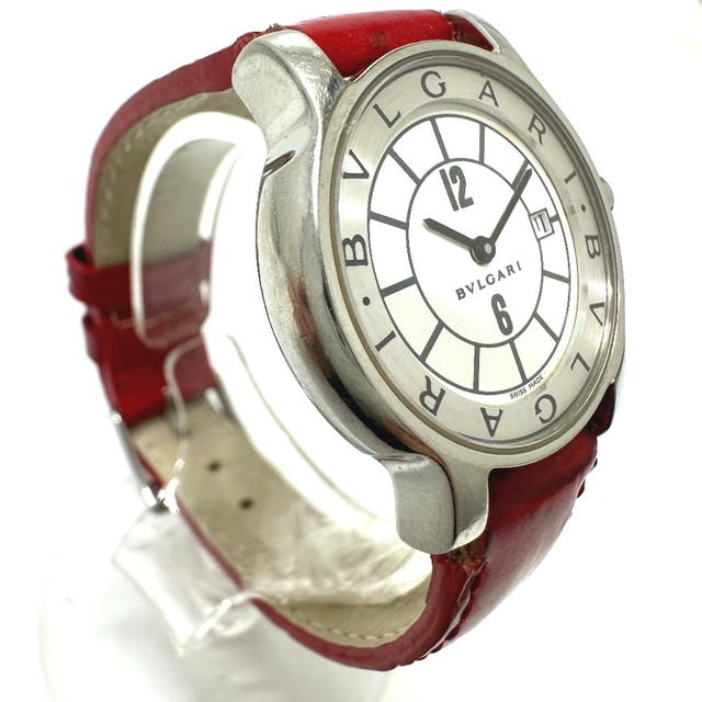Bvlgari BVLGARI Solo tempo Quartz Date Wristwatch SS / Leather belt Silver/red belt - view 5