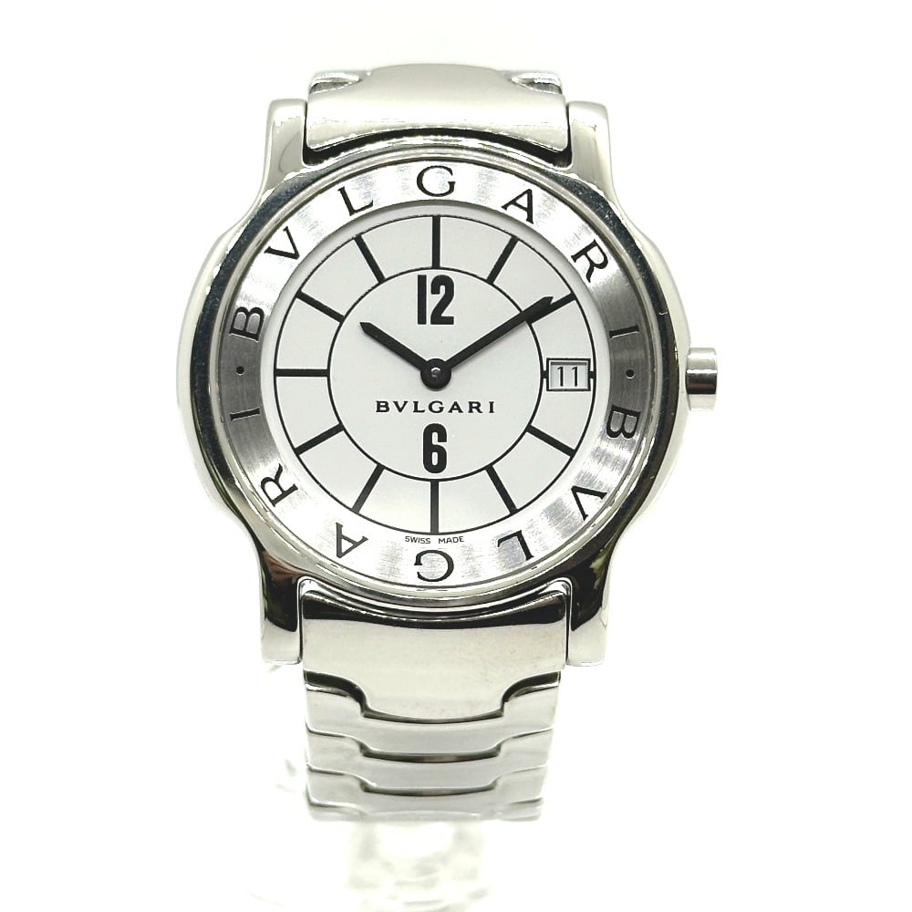Bvlgari BVLGARI ST35S Solo tempo Quartz date Watches SS Silver