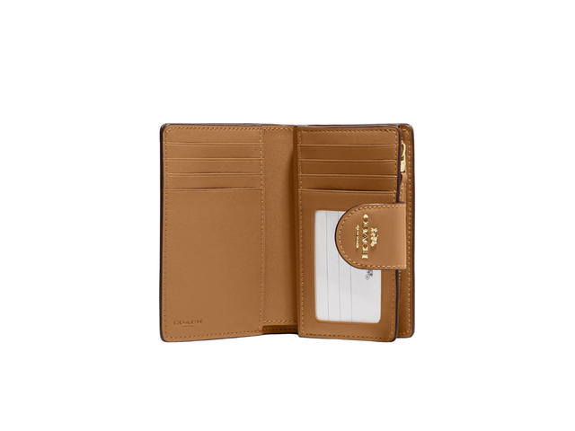 Coach Coach Medium Corner Zip Wallet In Signature Canvas Light Khaki Light Saddle - view 2