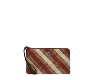 Buy Coach Large Corner Zip Wristlet in Signature Canvas with Diagonal Stripe Print Khaki at Sasom – Authentic and Ready to Ship