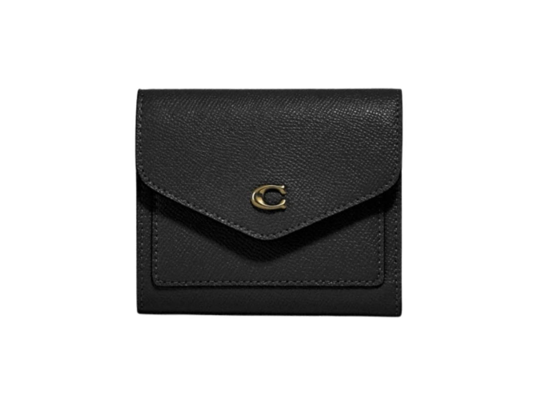 Coach Coach Wyn Small Wallet In Crossgrain Leather Black With Gold Hardware
