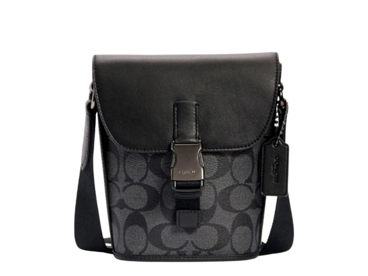 Coach Coach Track Small Flap Crossbody Charcoal Black