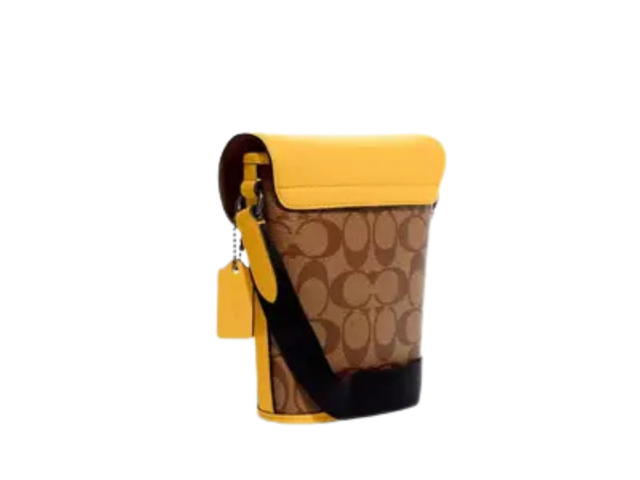 Coach Coach Track Small Flap Crossbody In Signature Canvas Gunmetal Khaki Honeycomb - view 2