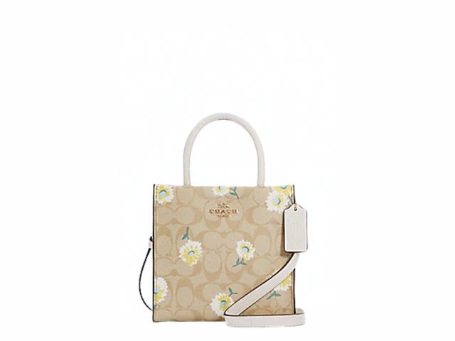Coach Coach Mini Cally Crossbody Signature Canvas with Daisy Print Light Khaki Chalk Multi - view 1