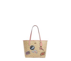 Buy Coach x Disney City Tote Signature Canvas with Patches Light Khaki Multi at Sasom – Authentic and Ready to Ship