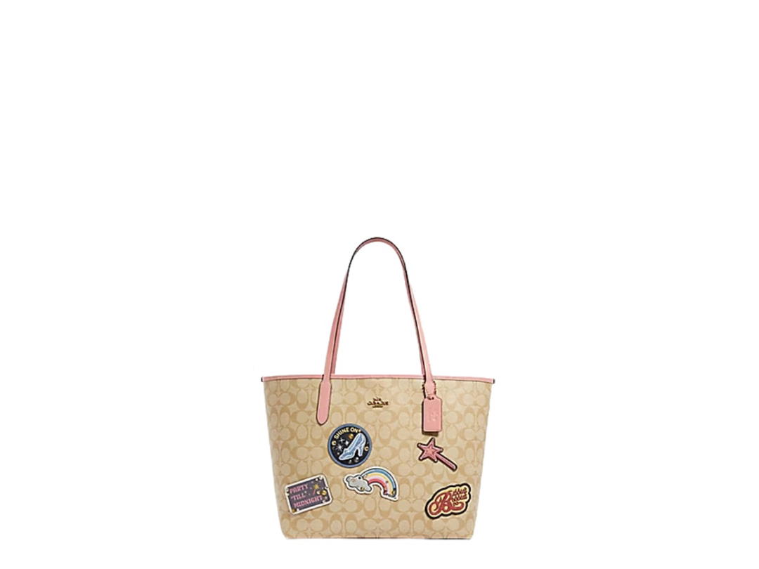 Coach Coach x Disney City Tote Signature Canvas with Patches Light Khaki Multi
