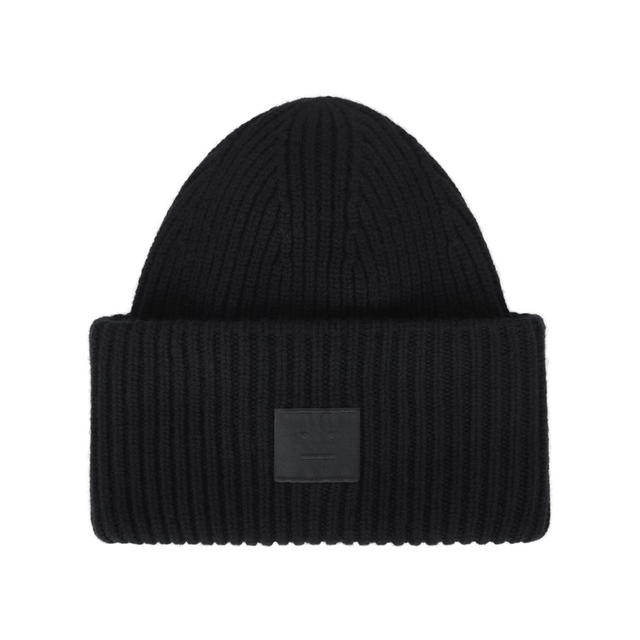 Acne Studios Acne Studios Large Face Logo Beanie - Black - view 1