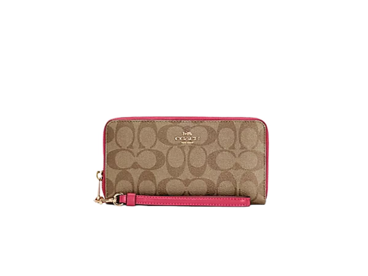 Coach Coach Long Zip Around Wallet In Signature Canvas Bold Pink