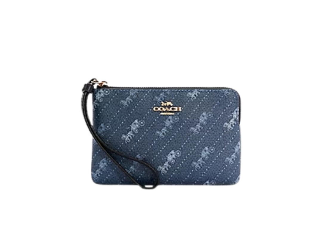 Coach Coach Corner Zip Wristlet Im Denim