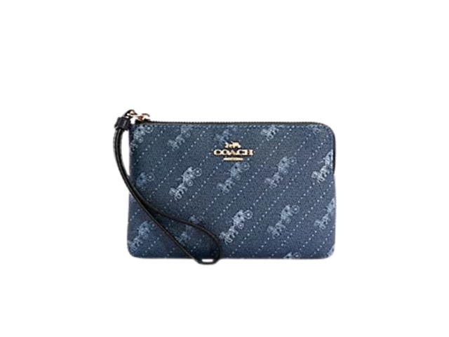 Coach Coach Corner Zip Wristlet Im Denim - view 1