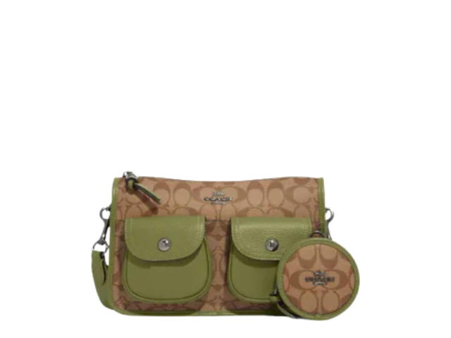 Coach Coach Pennie Crossbody With Coin Case In Signature Canvas Olive Green - view 1