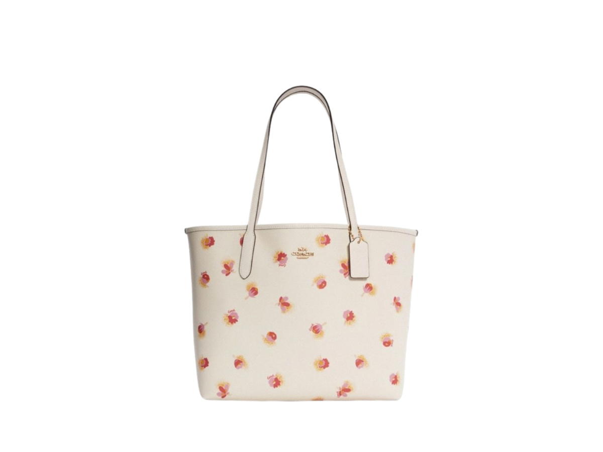 Coach Coach City Tote With Pop Floral Print Gold Chalk Multicolor