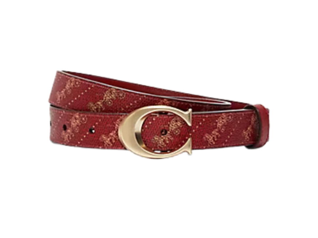 Coach Coach Signature Buckle Belt Bright Red