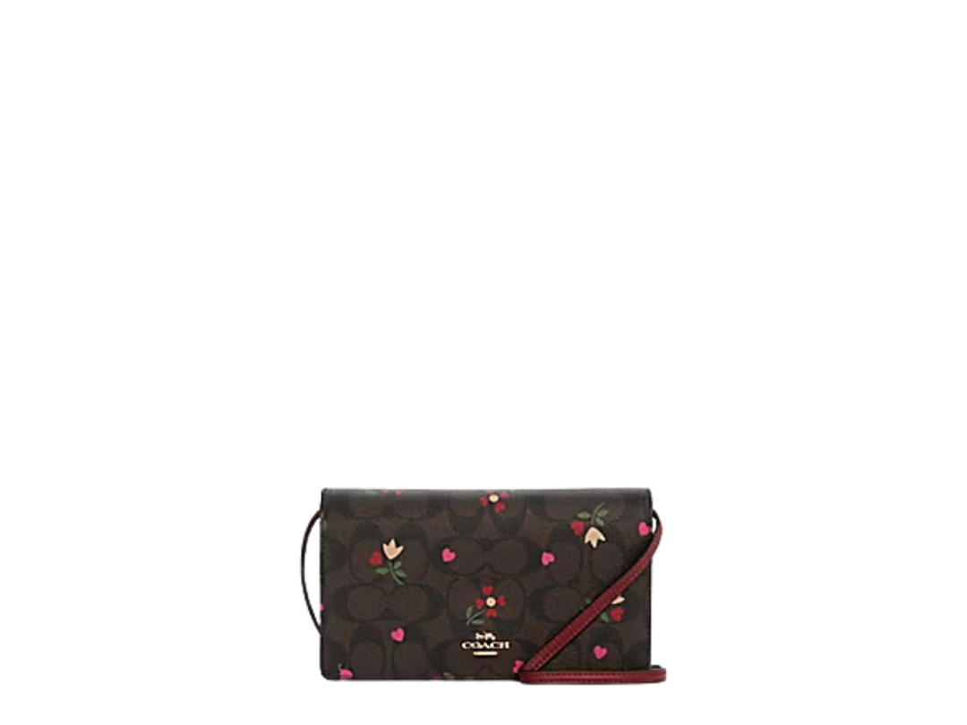 Coach Coach Anna Foldover Clutch Crossbody Brown