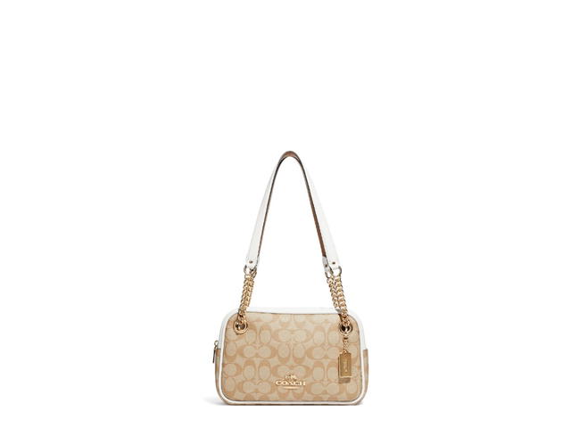 Coach Coach Cammie Chain Shoulder Bag Signature Canvas Light Khaki Chalk - view 1