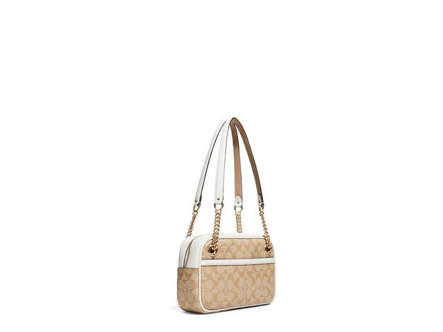 Coach Coach Cammie Chain Shoulder Bag Signature Canvas Light Khaki Chalk - view 2